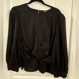 Express Black Blouse with Gathered Detail
